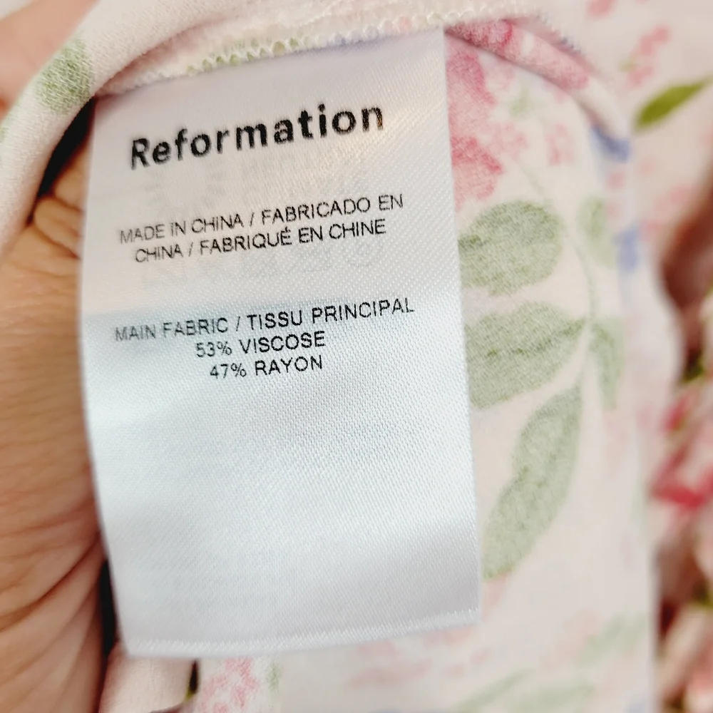 Reformation Floral Midi Dress - Pink and Green - Picture 8 of 8